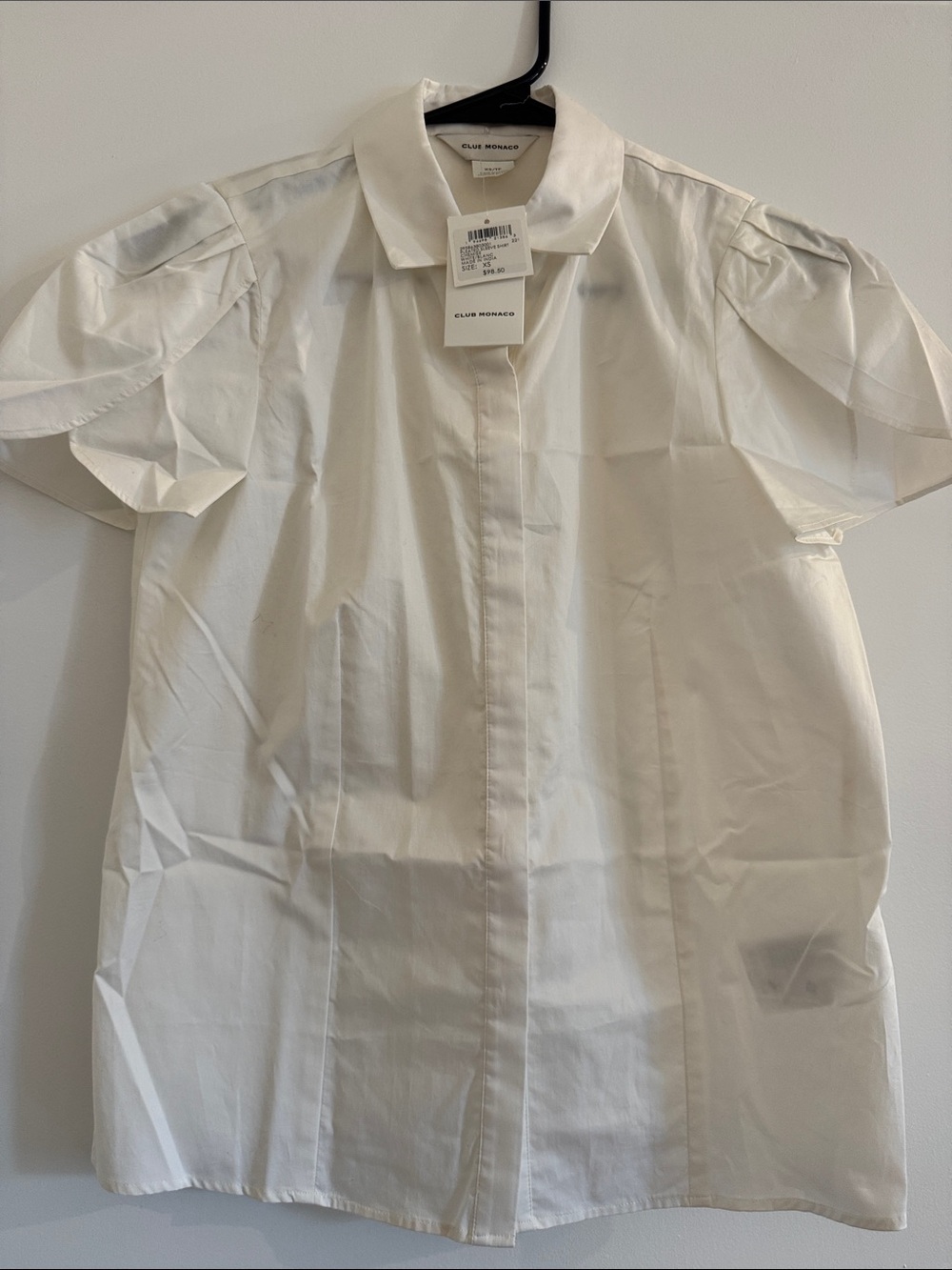 Club Monaco White Short-Sleeve Button-Down Shirt